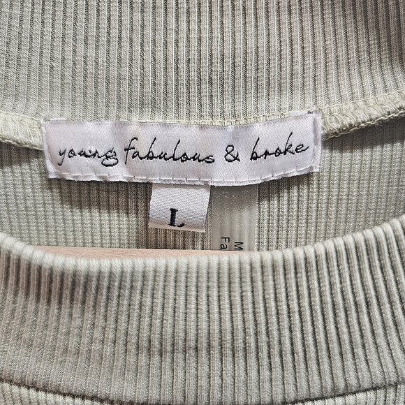 Young Fabulous & Broke Sage Green Ribbed Long Sleeve Bodycon Midi Dress Large - Picture 11 of 13